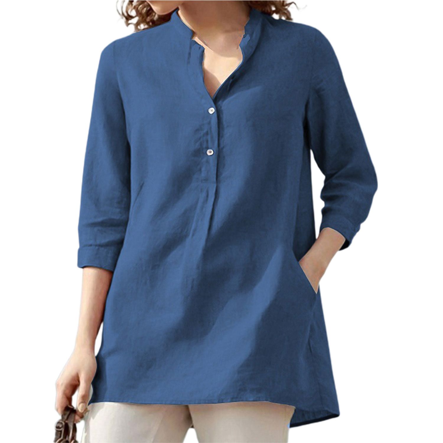 Blouse Loose Pure Color Long Shirt