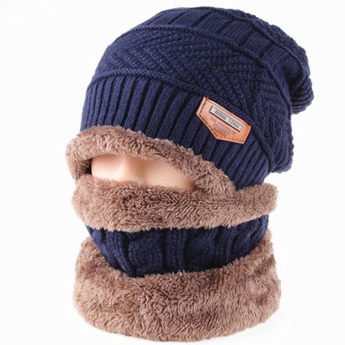 Knitted Hat Men's Autumn Winter Wool Winter Scarf Hat Set Woman Balaclava Beanie Two-piece Ladies Hats Caps Wholesale