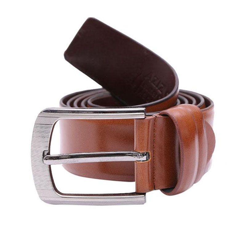 Sandy Brown Leather Formal Belt For Men