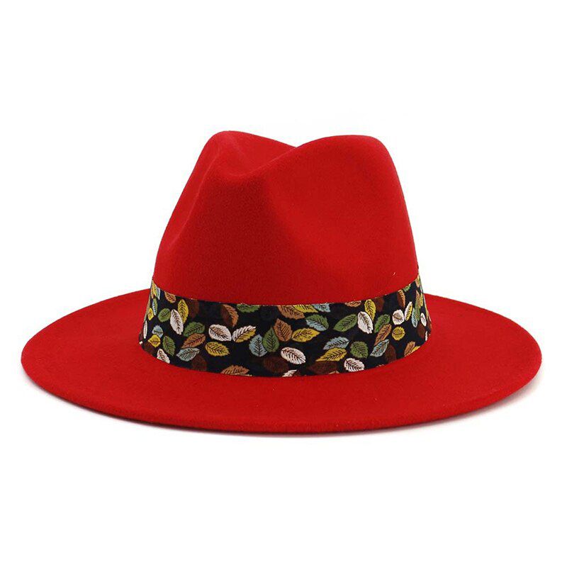 FS Men Women Wool Felt Jazz Fedora Hat Brim Panama Style Gentleman Europe Formal Hat Yellow Floppy Trilby Caps