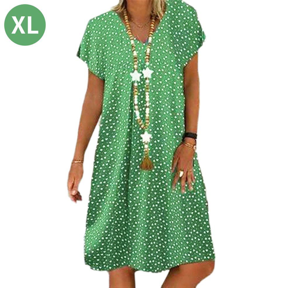 Dots Tament Commute Fashion Digital Printed V-Neck  Dress
