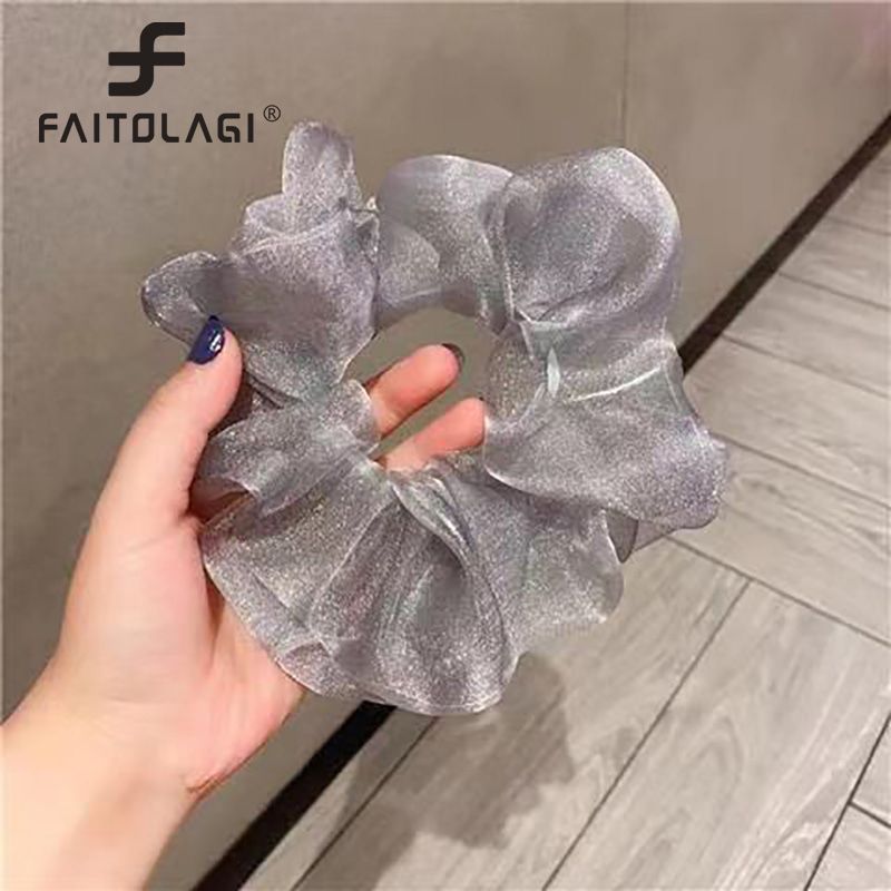 Fashion Organza mesh hair Scrunchies big girls hair ropes korean style