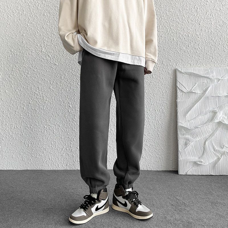 Men Solid Streetwear Sweat Pants Autumn Mens Hip Hop Joggers Pants Overalls Male Black Fashions Pockets Trousers