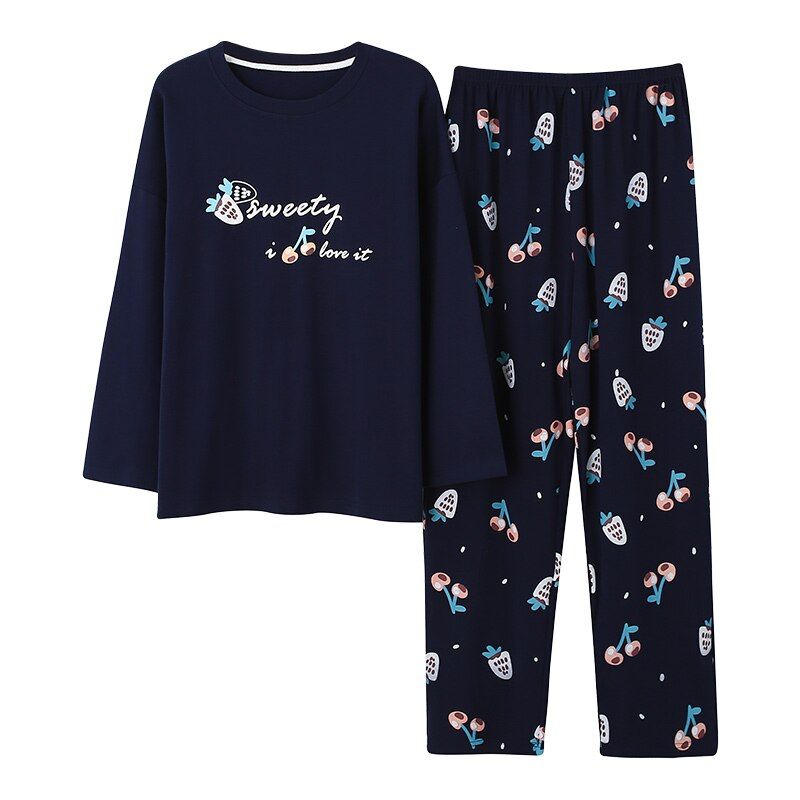 Large Size M-5XL Women Pajamas Sets Soft Nightwear Autumn Winter Long Sleeve Pyjamas Cartoon Print Sleepwear Female Pijamas Muje