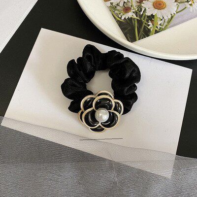 Hair Ties Scrunchie Accessories Gum For Women Chouchou Cheveux Femme Camellia Flower Korean Elastic Coletero Pelo Mujer