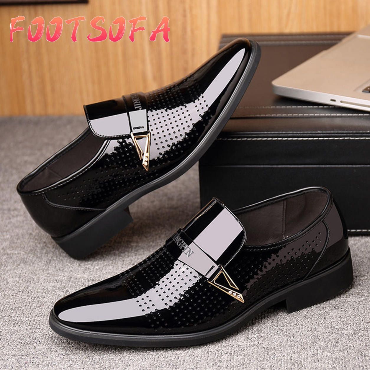 son PLUVDGY leather shoes male suit business dress summer leisure men's Korean version of work shoes