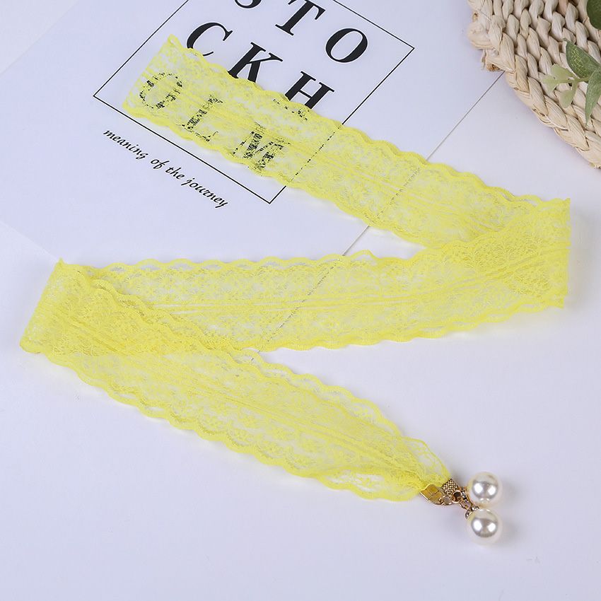 Loldeal 5x140cm New Lace Breathable Waist Strap Fresh Color Belt Pearl Lace Waist Chain Belt Pearl Waist Chain