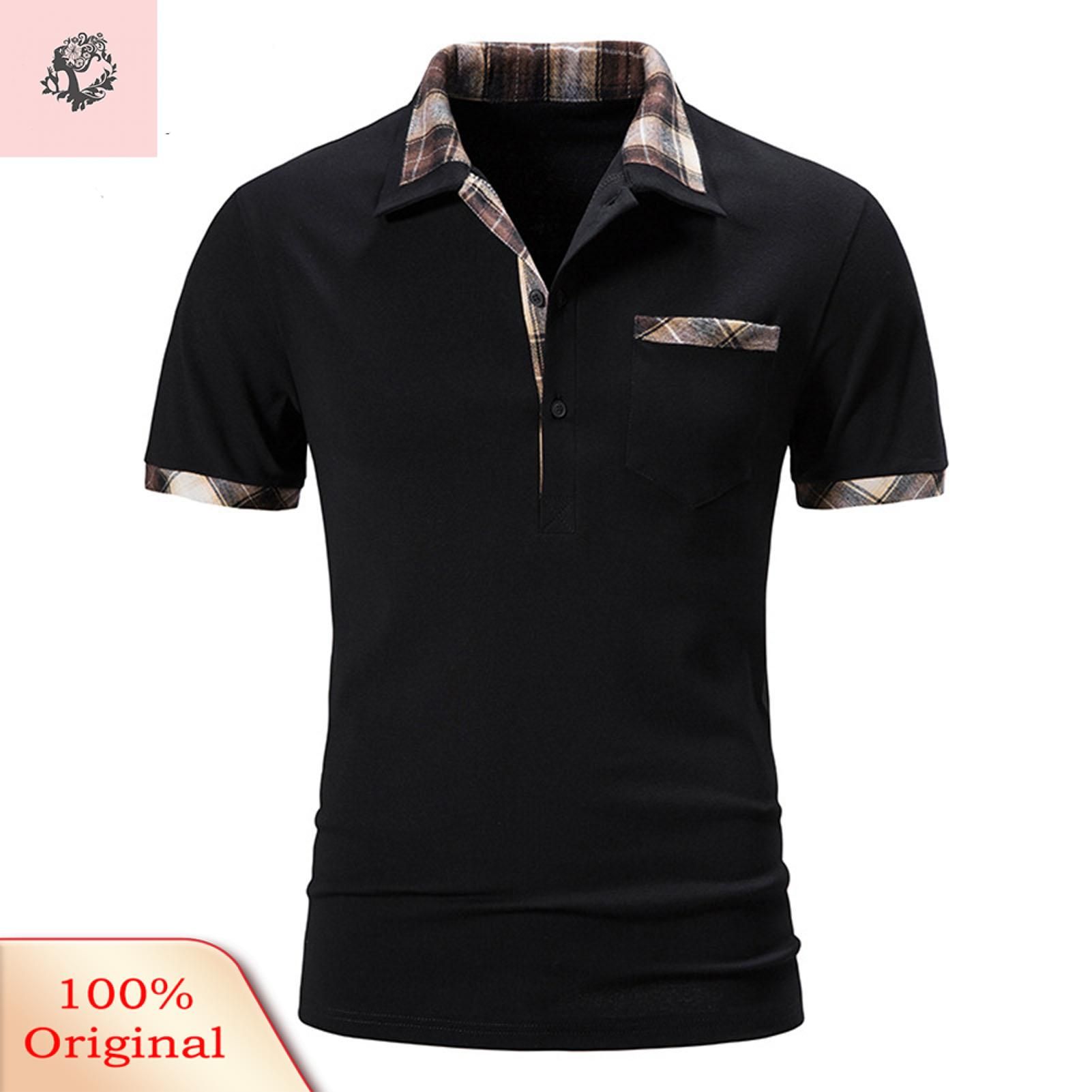 Sunnyheart Men T-shirt Solid Color Sweat Absorbing Buttons Shirt