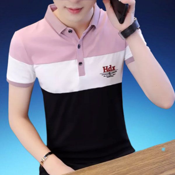 Fashion 2022 New  Cotton Black & Pink  Summer Polo T- Shirt For Man