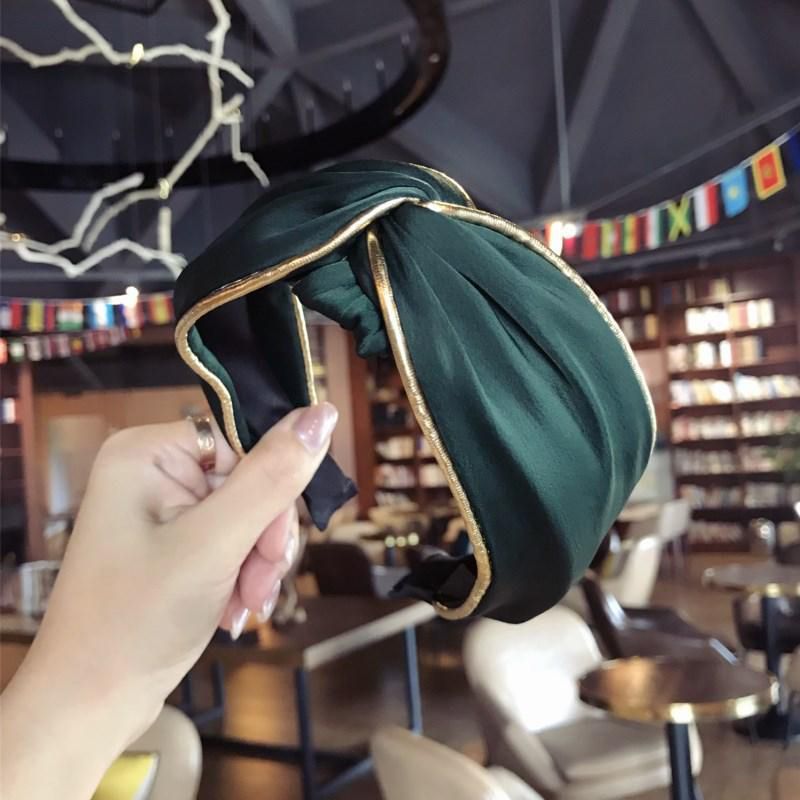 【ALLGOOD】High Quality Korean New Satin Phnom Penh Headband for Women Classic Middle ted Cross WiSiHair Hoop  Hair Accessories