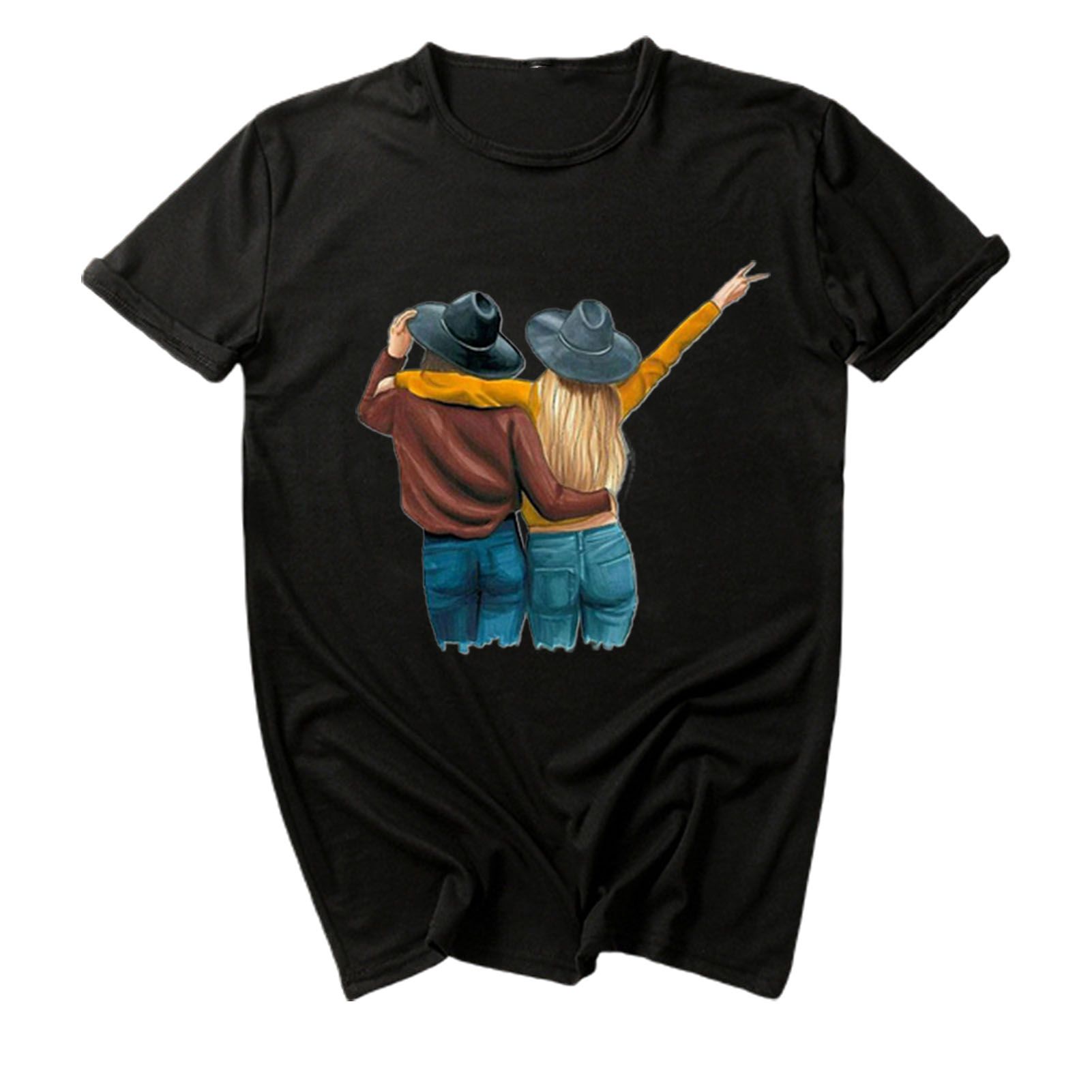Simple T-shirt All Match Sweet Girl Graphic Pullover T-shirt