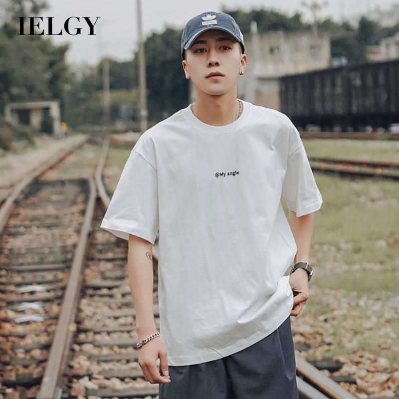 IELGY short-sleeved t-shirt men's summer style tide brand loose printing casual summer clothes five-point half-sleeved top clothes