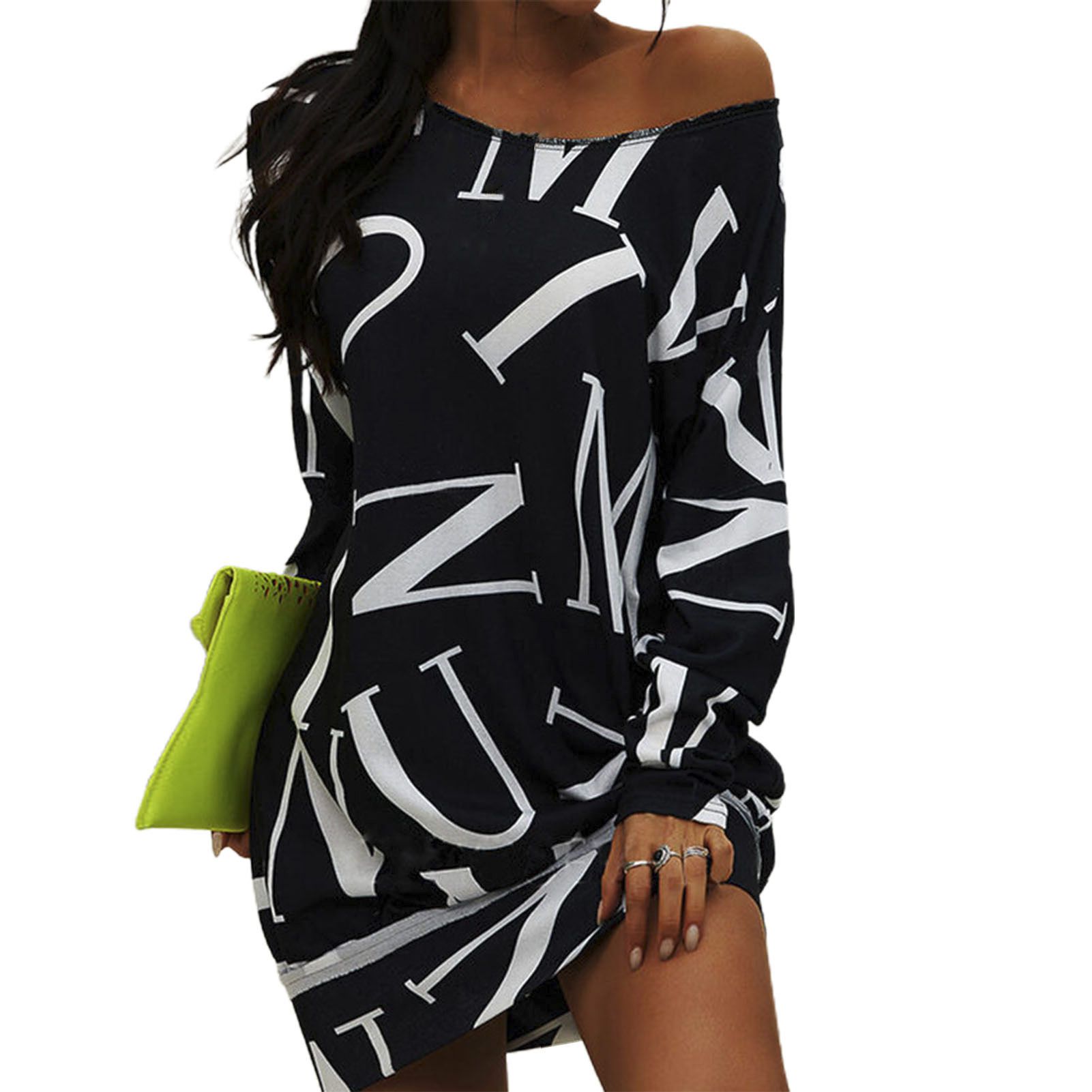 ni Dress Round Neck Casual Long Sleeve Women Office Dress