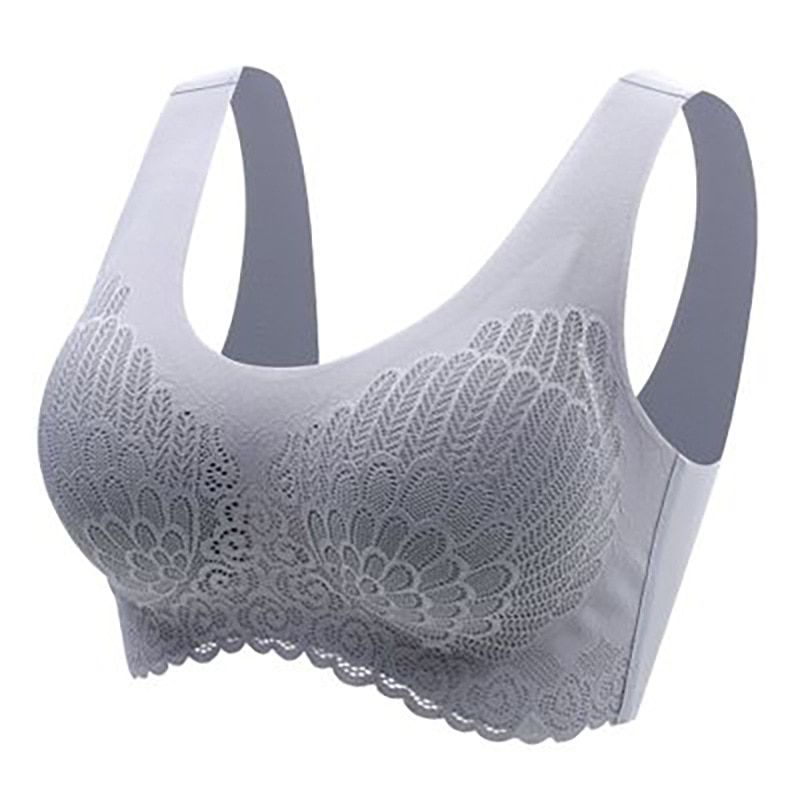 Queenral Plus Size Bra 3XL4XL Seamless Bras For Women Underwear BH Lace Brassiere Push Up Bralette With Pad Vest Top Bra