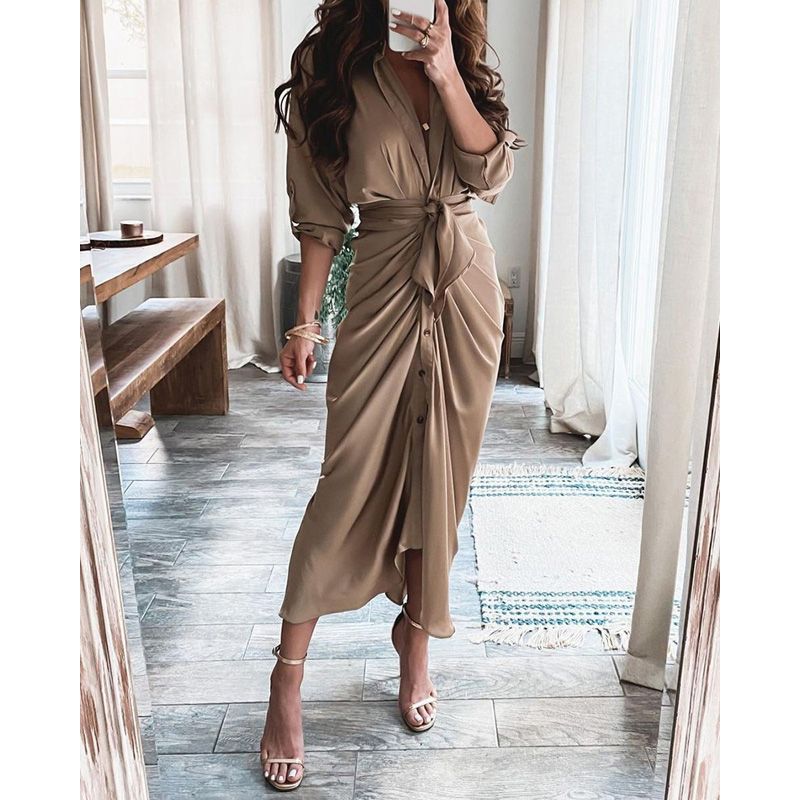 2021 Autumn Women Striped Leopard Print Shirt Dresses Bandage Button Elegantes Long Dress Vintage Vestidos De Mujer Casual Robe