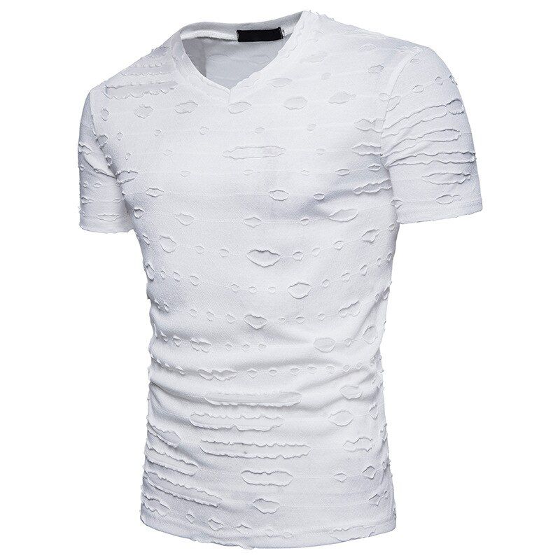 Hop Zipper Hole Short Sleeve Mens T-shirt Summer O-Neck Long Section Tshirt For Man Fashion Brand Workout Shirt Men Clothing