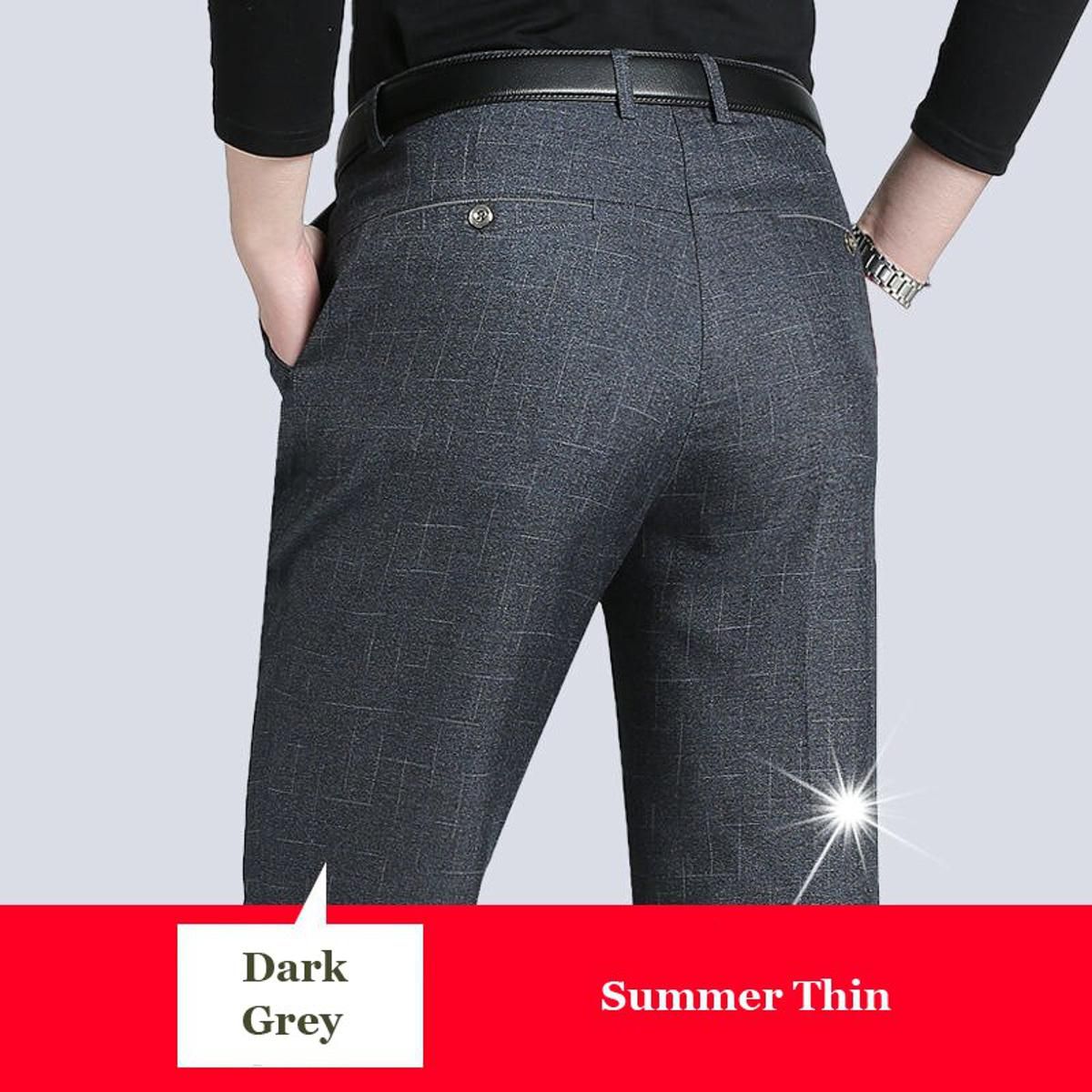 2020 New Men's Slim Casual Pants Fashion Business Dress Pants Stretch Thicken Trousers Man  Solid Pant Black Navy Big Size