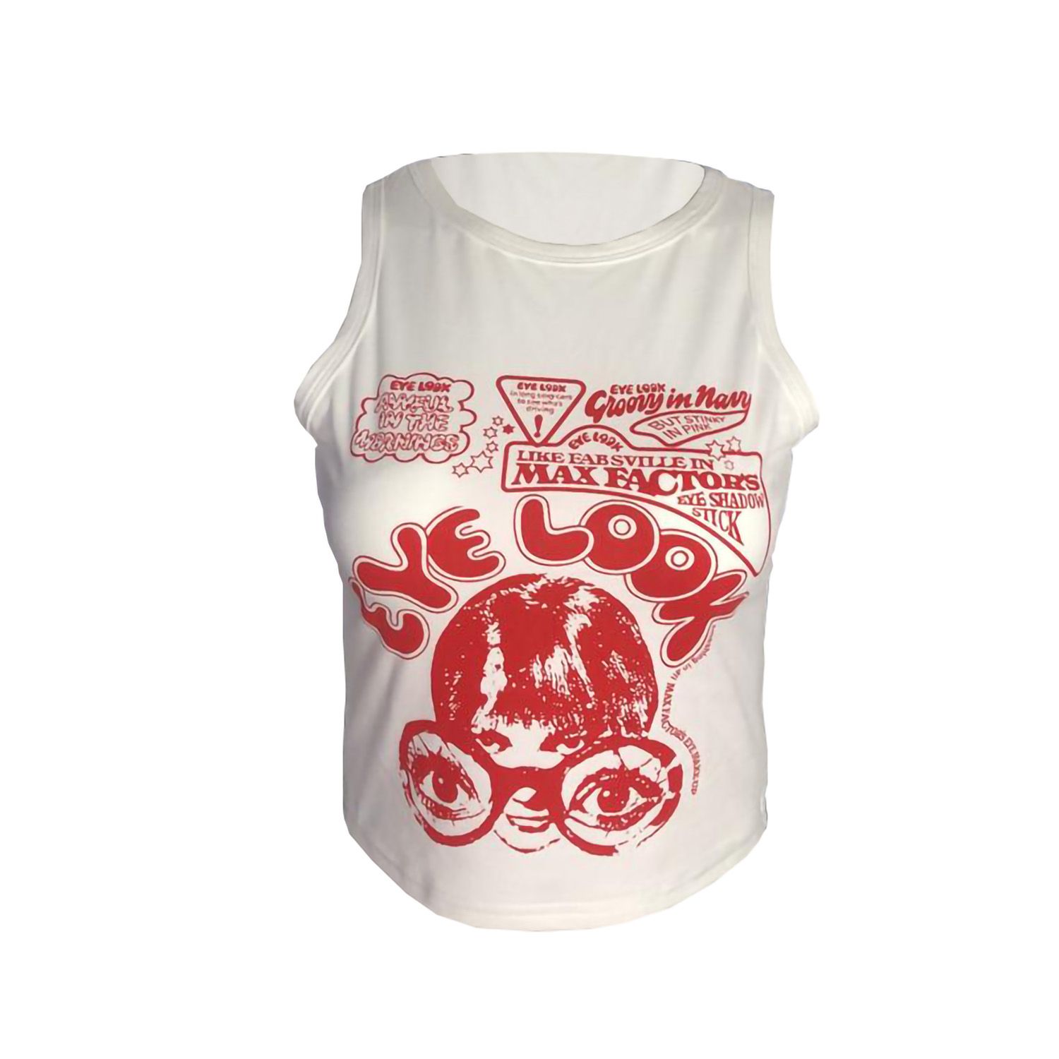 Women Slim-fit Tank Tops, Adults Casual Portrait & Letter Print Round Neck Crop Tops