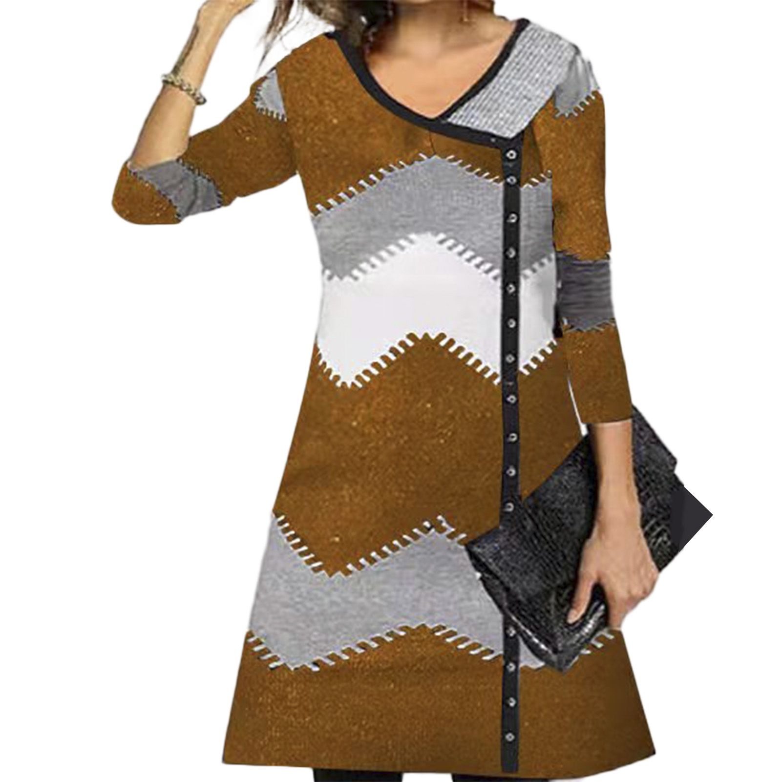 Lady Dress V Neck Loose Autumn Dress