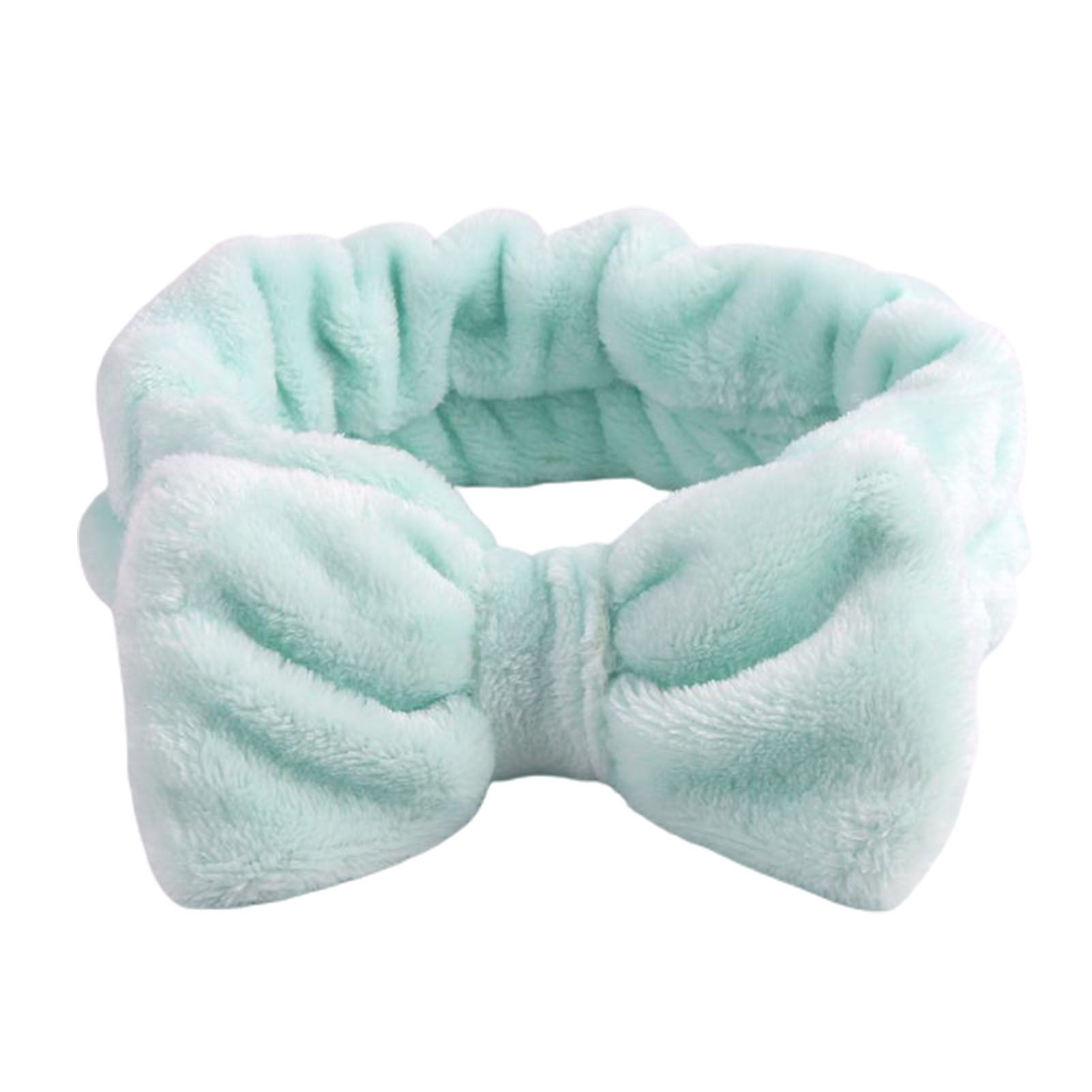 Women Hair Band Solid Color Bowknot Coral Fleece Hair Band