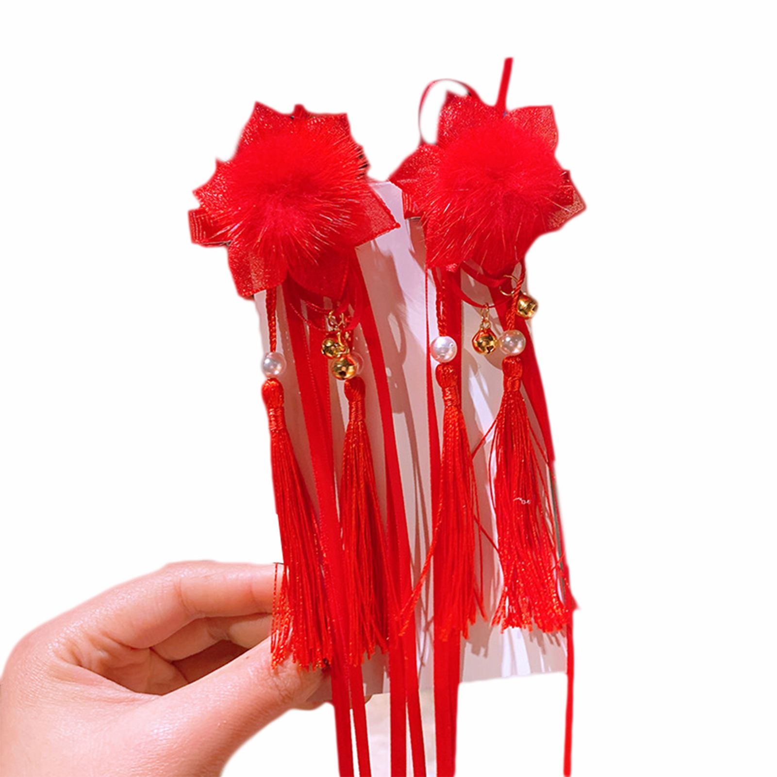 Hair Clips Pompom Balls Adorable Vintage Style Girls Fringed Hairpins for Birthday Party