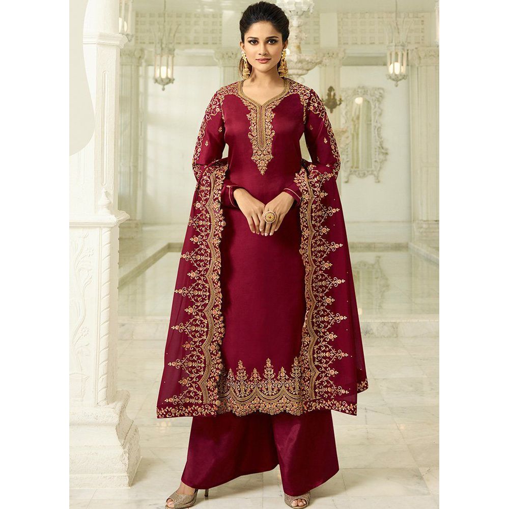Semi-Stitched Georgette Embroidery Work Free Size Exclusive Designer - Gown Anarkali Party Wear Suits for Women