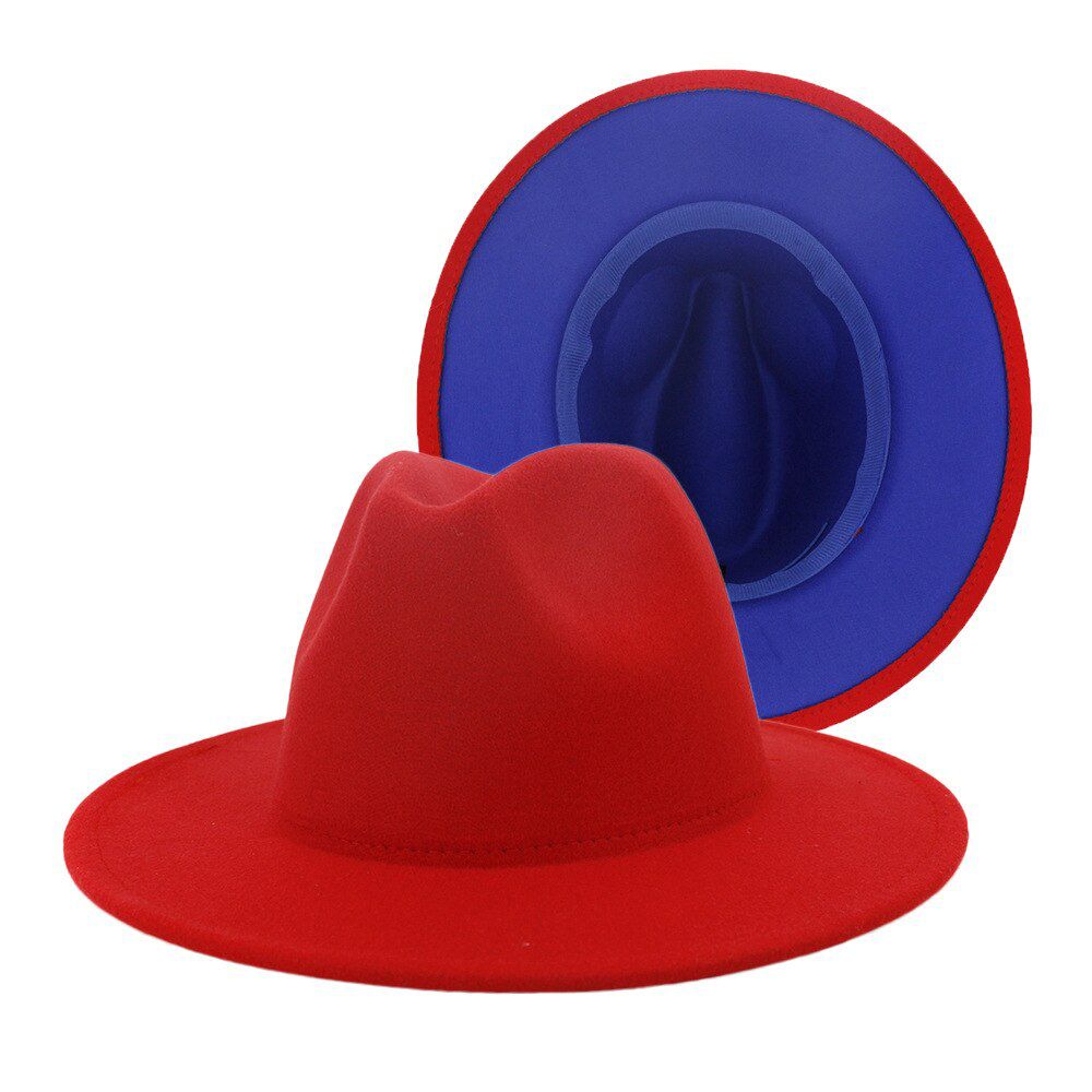 2020 Simple Retro Unisex Flat Brim Jazz Fedora Hats Women Green and Pink Wool Felt Formal Hat Large Size for