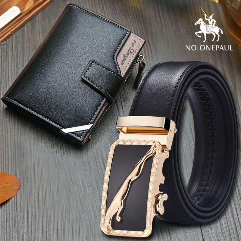 set/sets suit Brand belt New Designer Leather Strap Male Automatic Buckle For Men Girdle Men Belt wallet Fashion trend gift
