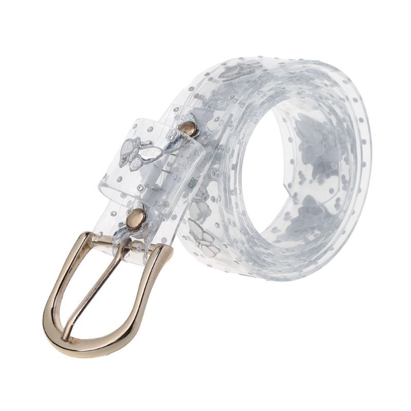 Fashion 1 Pc Lady Girls Sweet Candy Color Laser Butterfly Print Belt Women Dress Transparent Jelly Waist Belt 6 Styles