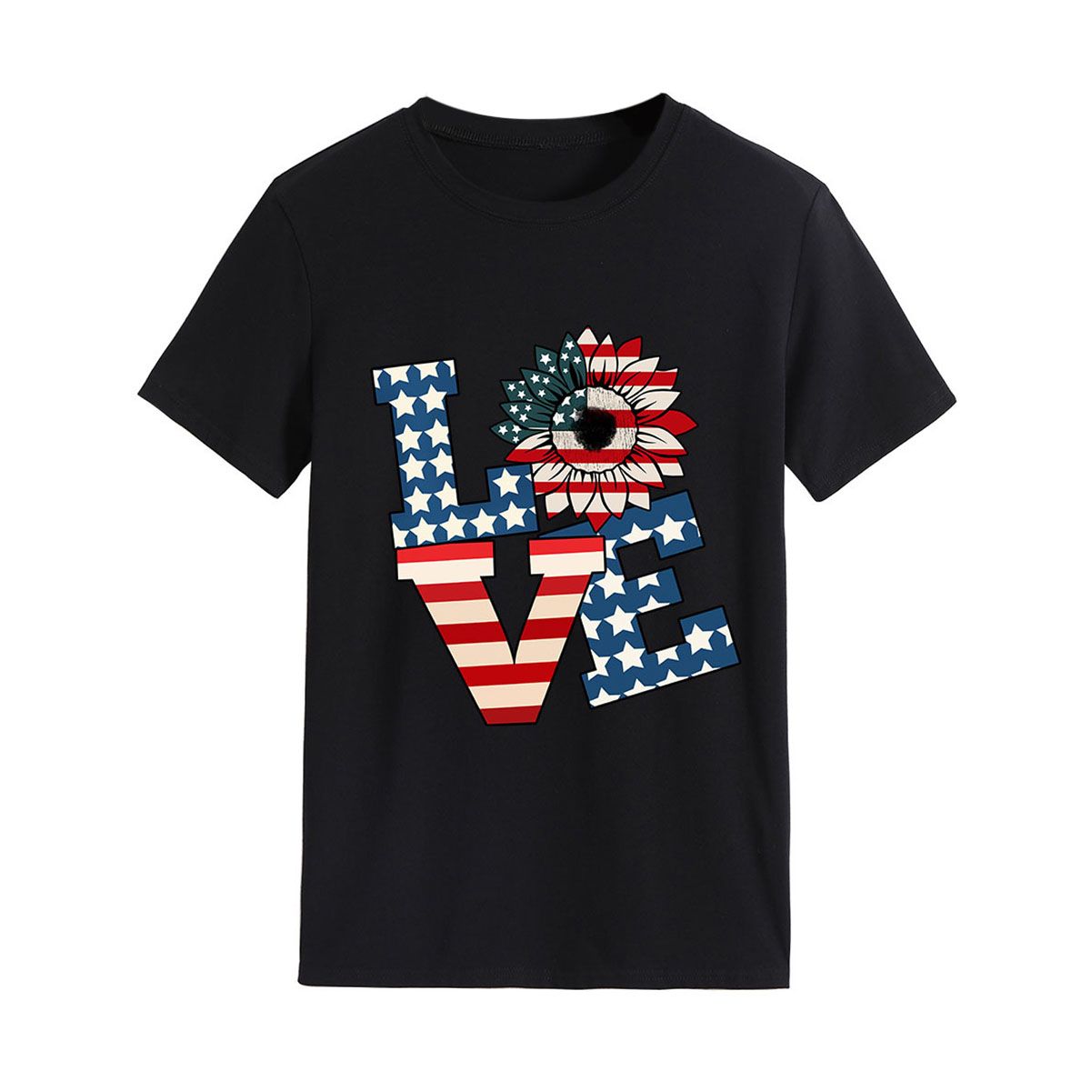 Women T-shirt Top Decorative Breathable Independence Day Tee Top