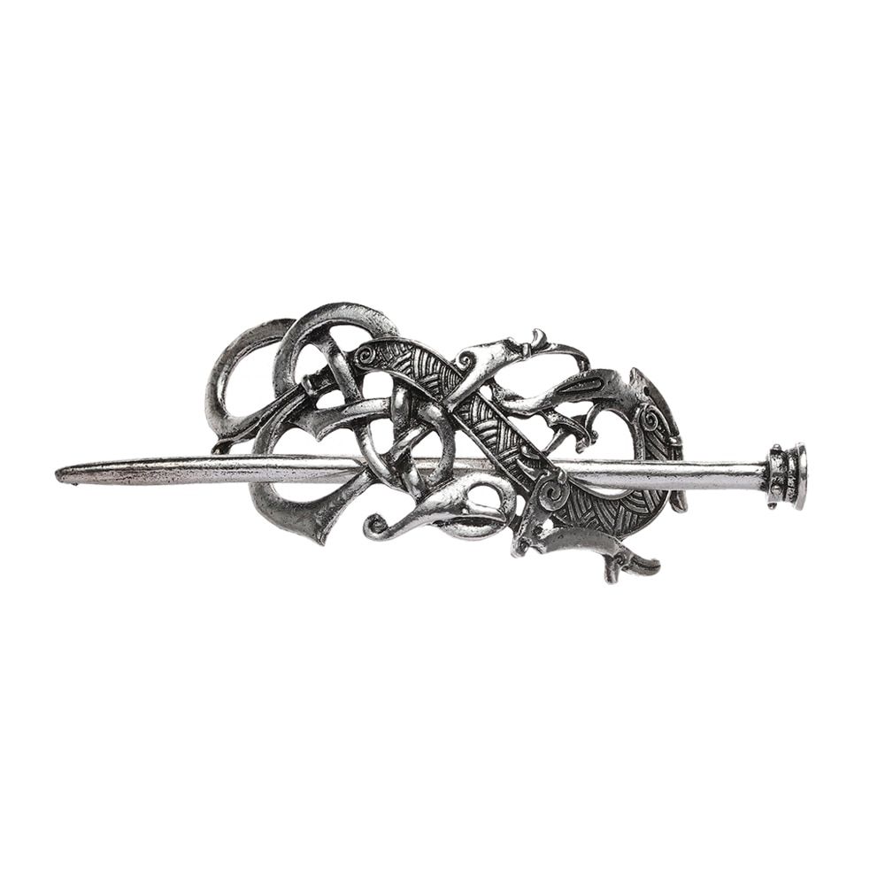 Silver Celtic Hair Pins Knot Hair Slide Metal Viking Hair Clips Hair Barrette Vintage Hair Stick Women Girls Hair Accessories
