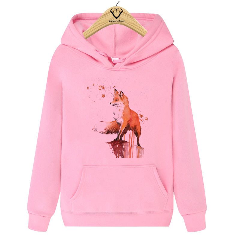 Harajuku Fox  Print Hoodies Autumn Women Tops Camiseta Feminina graphic Streetwear Hoodie Female