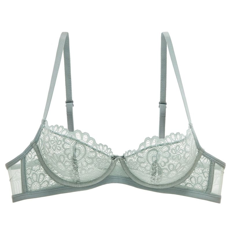 Super thin lace underwear  sponge - free comfortable fluoroscopy big chest small bra woman