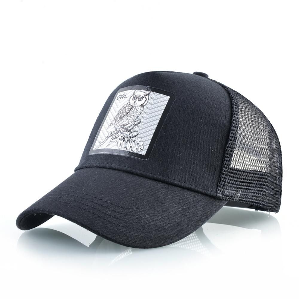 Snapback Trucker Cap Men Breathable Baseball Caps Women Black Fashion Hip Hop Baseball Hat With OWL Patch Kpop Bone