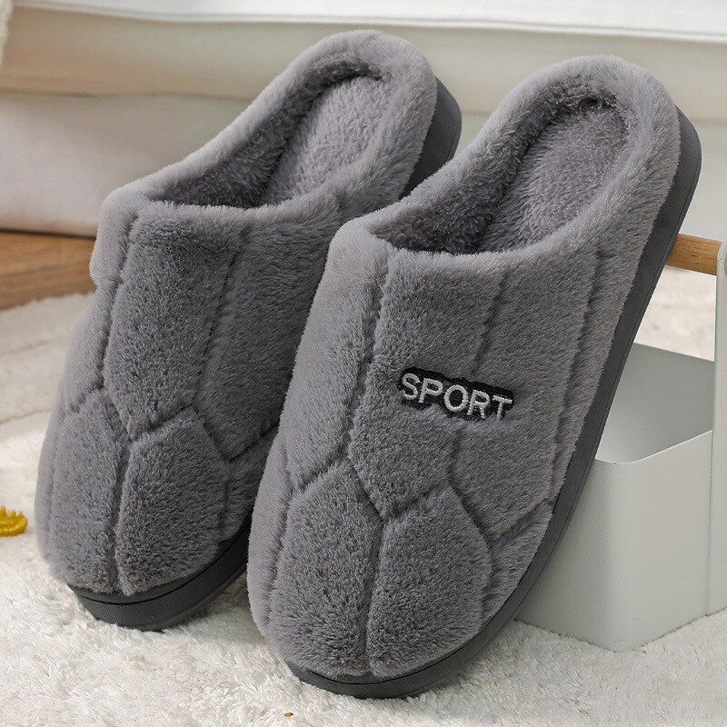 Winter Home Sewing Plush Slippers For Women Couples Non Slip House Shoes Uni Men Indoor Bedrom Chaussure Femme