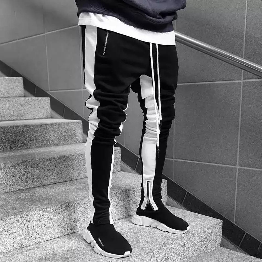 Black & White Super Skinny Rib Trouser for Men