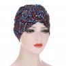 Women Head Scarf Multicolor Spiral Turban Cap Leaf Print Hair Cover Headdress