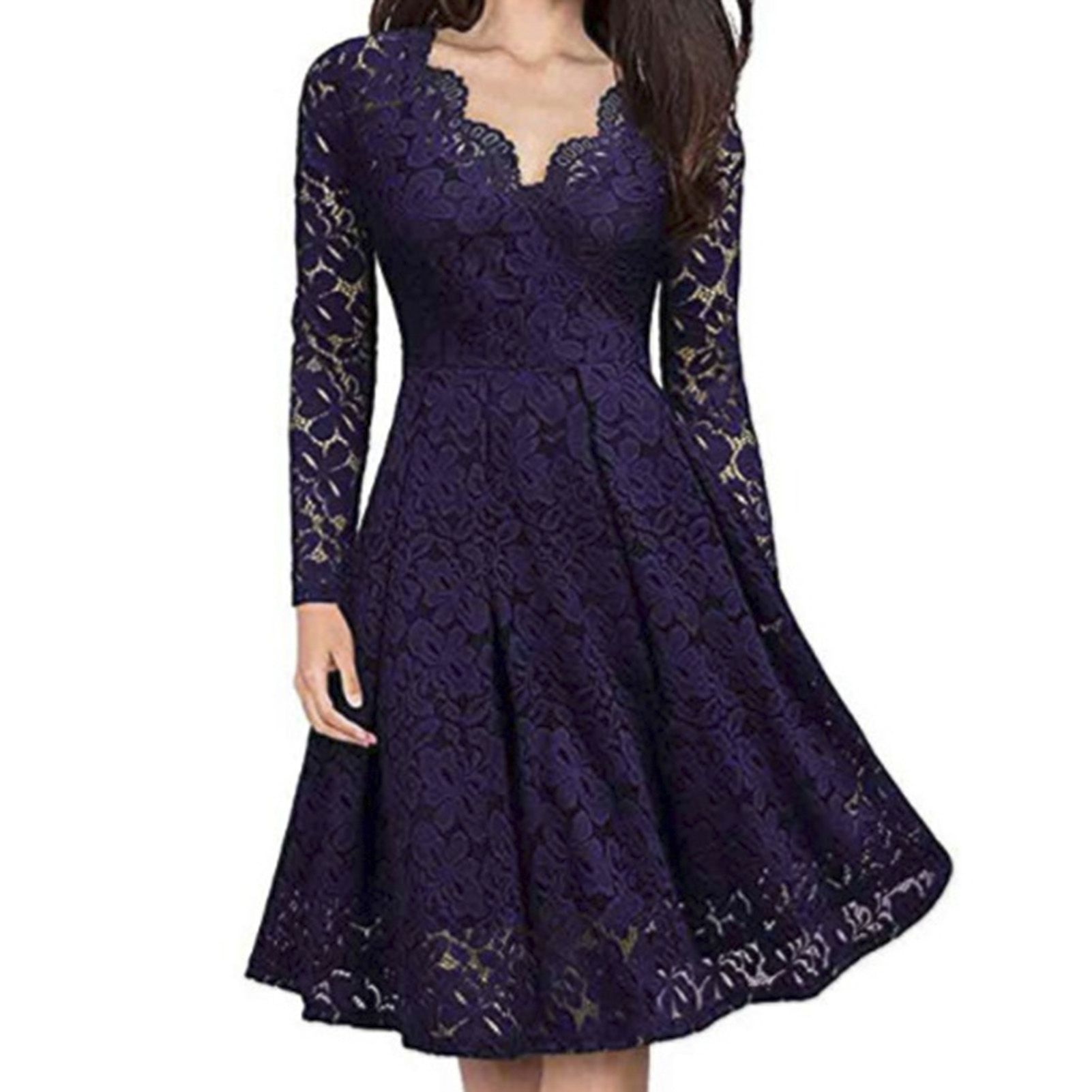 Women Dress Lace A-line Solid Color Formal Dress