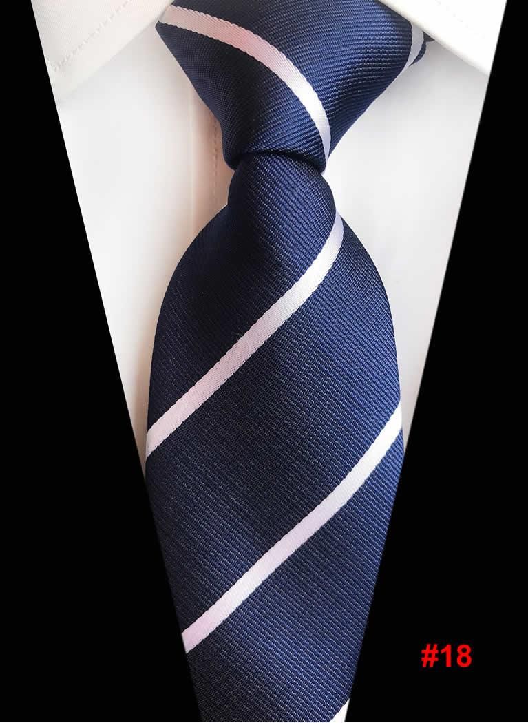 Fashion Mens Striped Tie Classic 8cm Width Polyester Silk Gentleman Formal Necktie For Wedding Business Tie