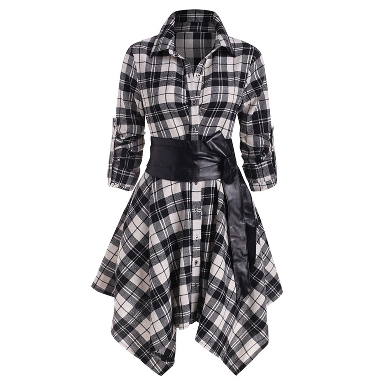 Casual Dress All-match Classic Plaid Pattern Party Dress