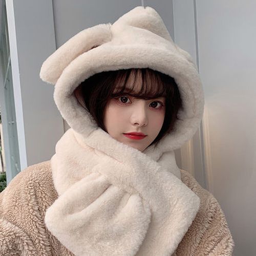 3 in1 Gloves scarf Rabbit Hat long Ears Cute Cartoon Hat Kawaii Funny Birthday Gift Bunny Plush Cap Winter For  Girlfriend