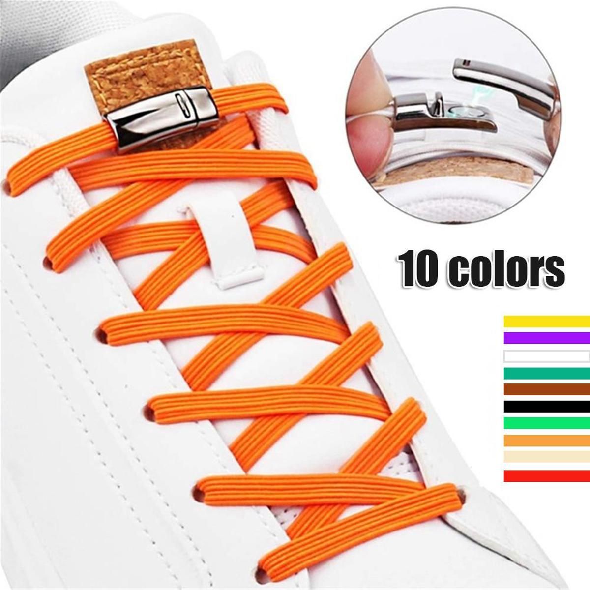 Sports Elastic Kids Adult Unisex Quick No Tie Shoe laces Flat Sneakers Magnetic 1Second Locking ShoeLaces Lazy Laces Strings