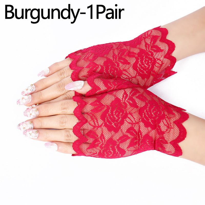 Fashion Sailor Dance Long Fingerless Womens  Lace Gloves Ladies Half Finger Fishnet Gloves Heated Mesh Mitten Handschoenen
