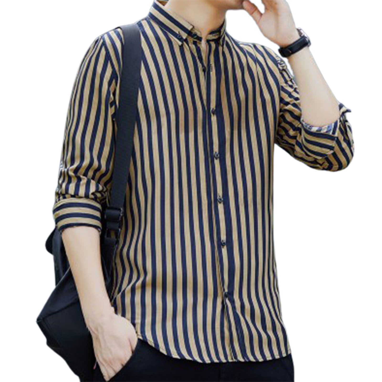 Male Shirt Long Sleeve Lapel Men Shirt