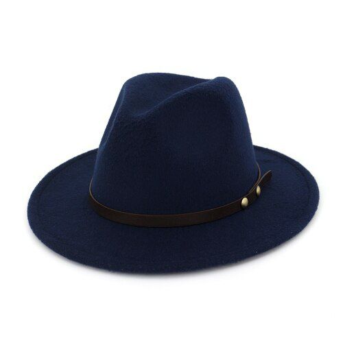 H7585 Autumn Winter Woolen Fedoras Hat Men Women Fashion Leisure Gentlemen Cap Lady Male Rivet High Quality Caps