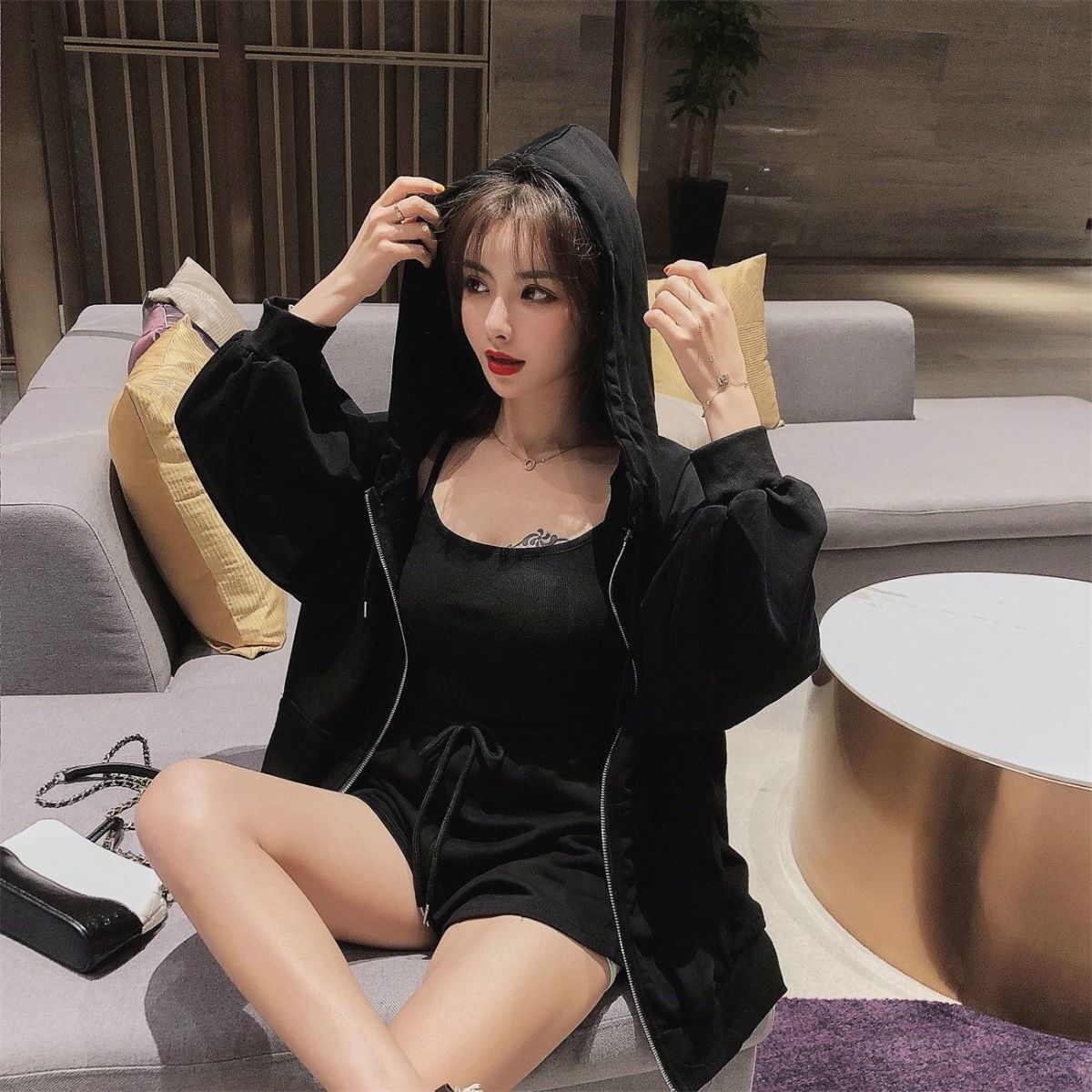 Loungewear Summer Sleepwear Set Women 3 Pieces Fashion Solid Cotton Pyjama Nightgown Suits With Shorts Comfortable Soft Roomware