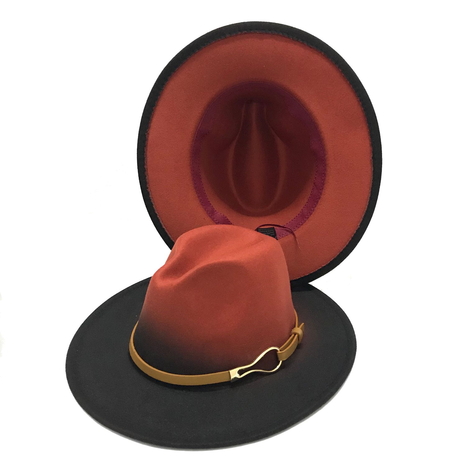 Fashion Metal Gradient Fedora Hat Spray Paint Top Hat Women Woolen Top Hat Men Women Fall Winter Felt Hat Jazz Hat