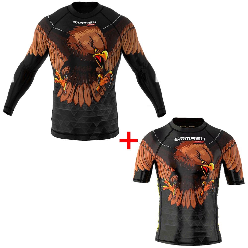 Men Fitness Compression O-Neck Training Tee Men Short Sleeves MMA Sports T Shirt Men Wrestling Jiu Jitsu Rashguard  T-Shirt