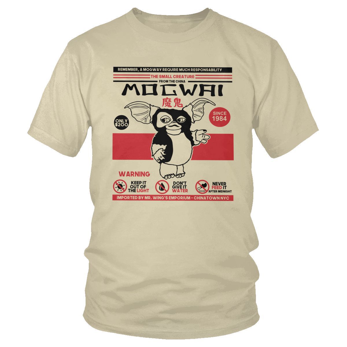 Your Pet Mogwai Gremlins T Shirt for Men 100% Cotton Awesome T-shirt Short Sleeved Gizmo 80s Movie Mogwai Monster Sci Fi Tee Top