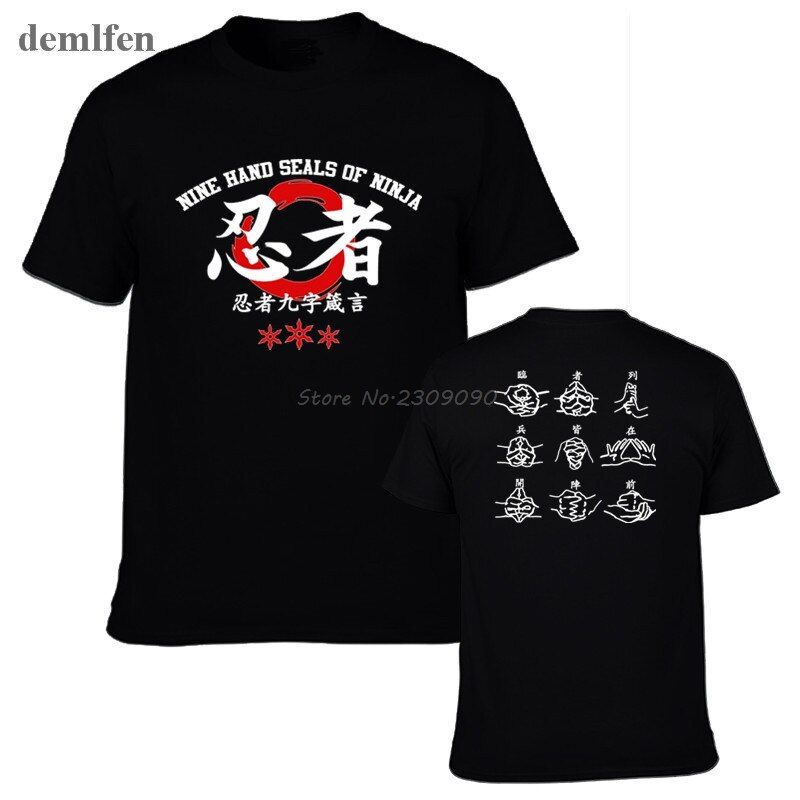 Jn Samurai T Shirt Men Shotokan Karate Bujinkan Dojo Pro Wrestling Shinobi T-shirt Tops Ninjutsu Kanji Shirts Cotton Tees